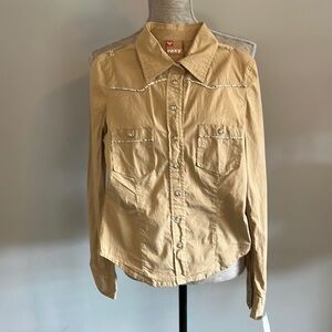 Roxy cowboy western button up long sleeve pearl buttons size small.